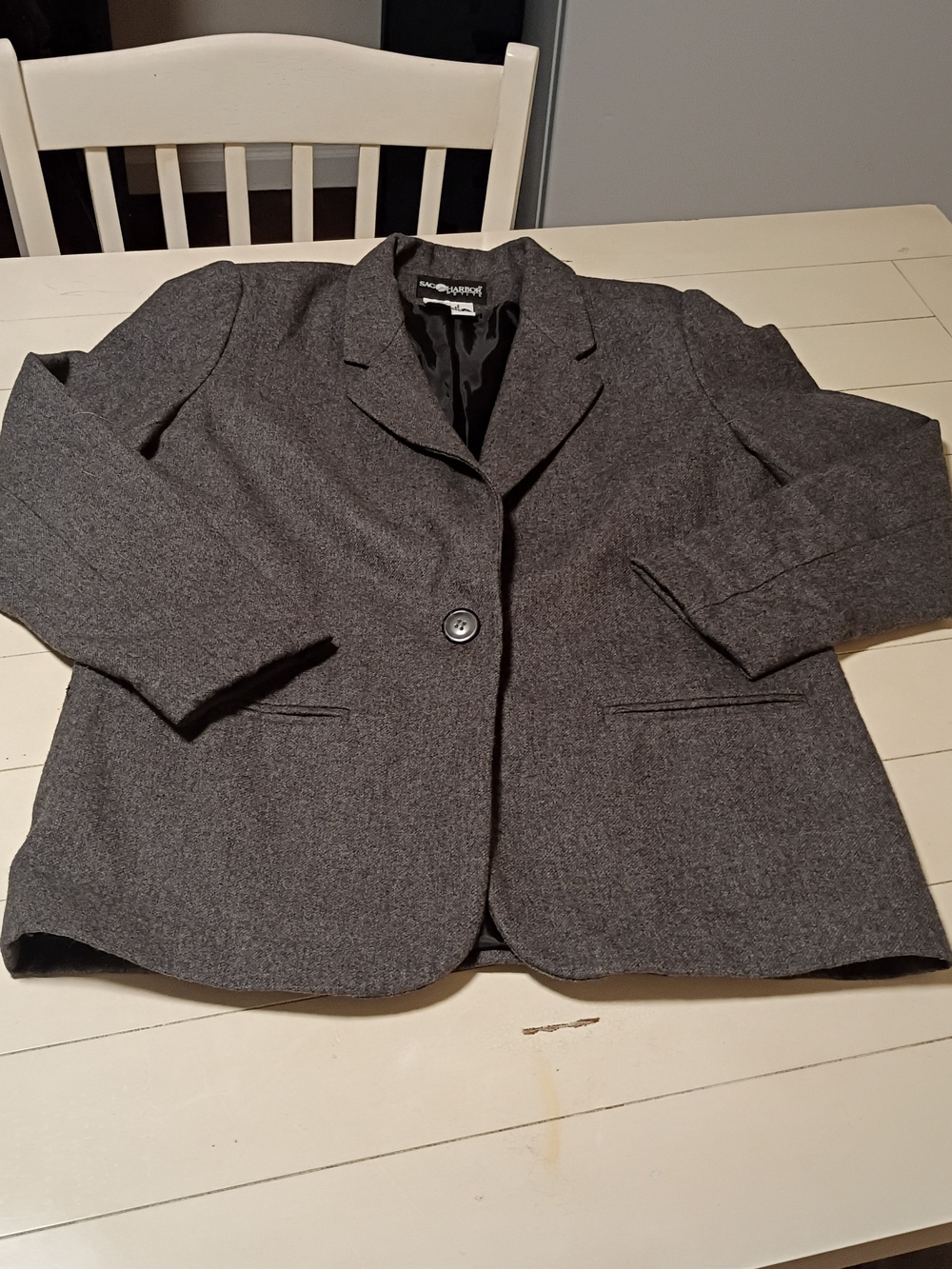 Sag Harbor Gray Single-Button Vintage Women's Blazer Jacket 6 Petite
